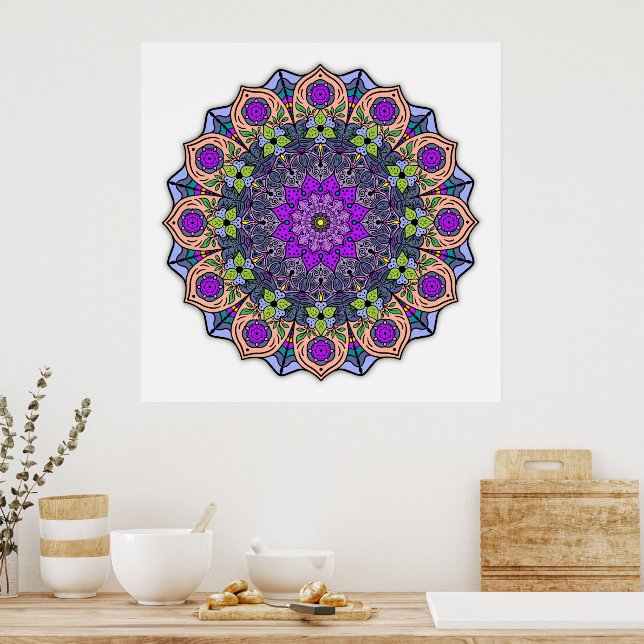 Mandala 12-2 VioletPeach - Poster (Cozinha)