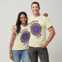 Mandala 12 Violeta-Pêssego Rosa Verde - Camiseta