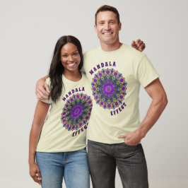 Mandala 12 Violeta-Pêssego Rosa Verde - Camiseta