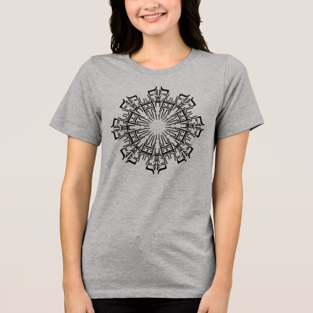 Mandala 3 Design preto Camisa (Frente)