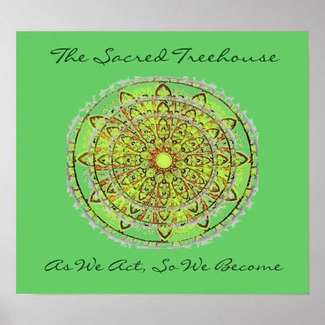 Mandala Art Poster verde adicionar texto (Frente)