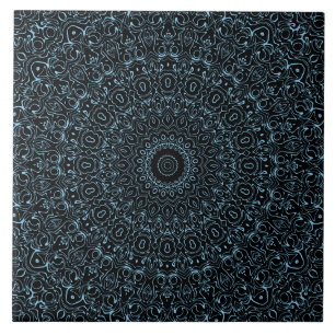 Mandala Azul Bebê com Simetria Delicada