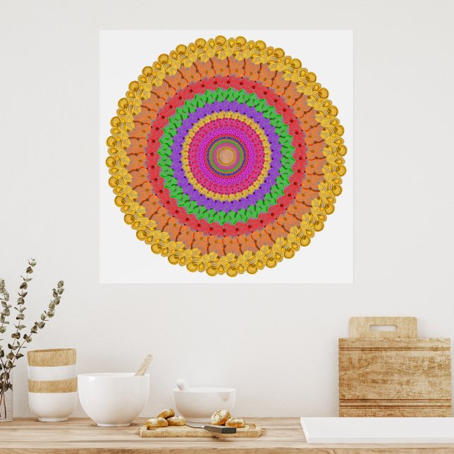 Mandala Ball - Amarelo - Poster (Cozinha)