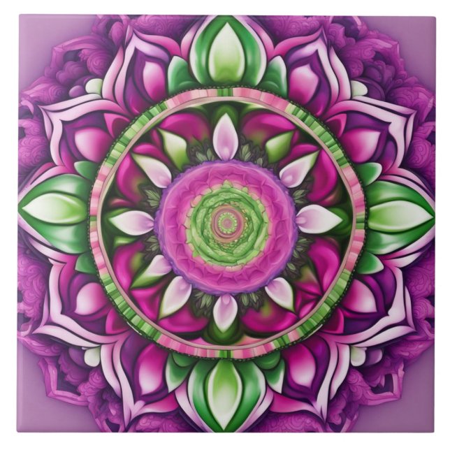 Mandala Bohemian Purple, rosa, verde (Frente)