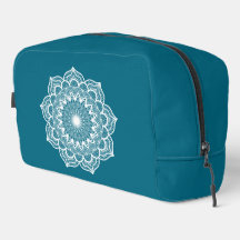Mandala Branco em Fundo Azul