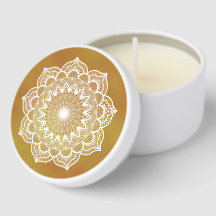 Mandala Branco em Fundo Dourado