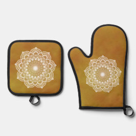 Mandala Branco em Fundo Dourado