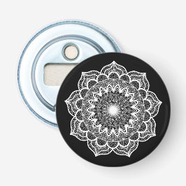 Mandala Branco em Fundo Preto