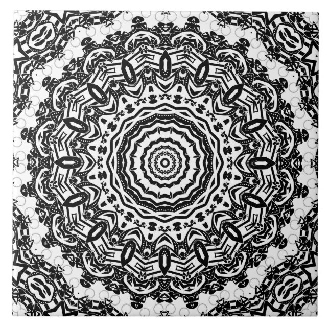 Mandala, caleidoscópio, preto e branco, ornamento (Frente)
