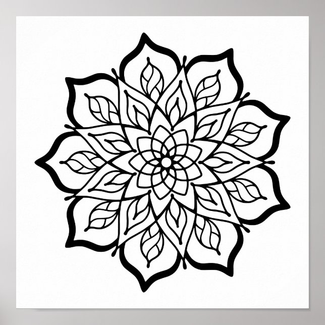 Mandala Coloring Poster – Sacred Geometry Wall Art (Frente)