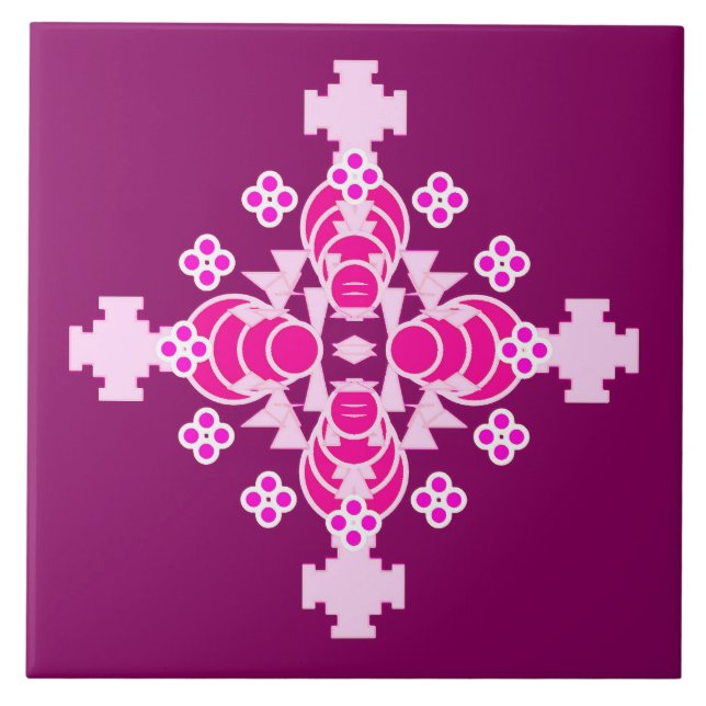 Mandala - cor-de-rosa pálido e ameixa (Frente)