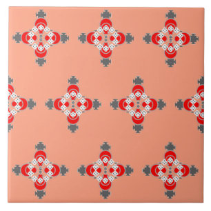 Mandala, coral, cinzas/cinza e vermelho de quatro