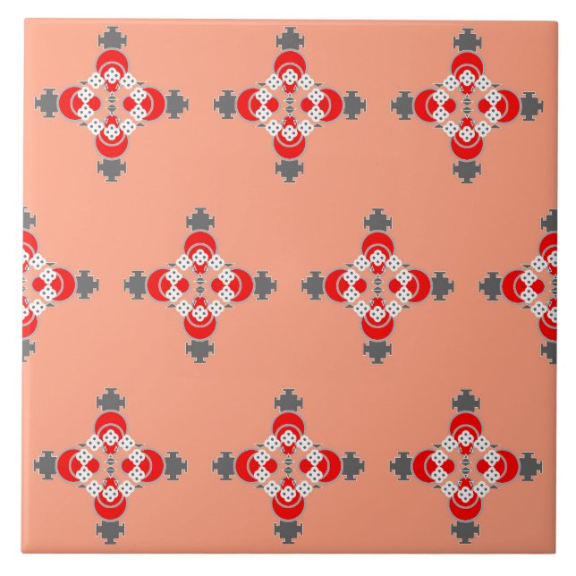Mandala, coral, Cinzas/Cinzas e vermelho (Frente)