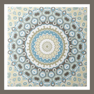 Mandala Costeira em Tons de Areia, Azul e Madeira