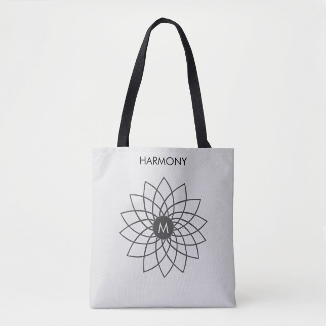 Mandala da Harmonia em Bolsa Tote Cor Prata (Frente)