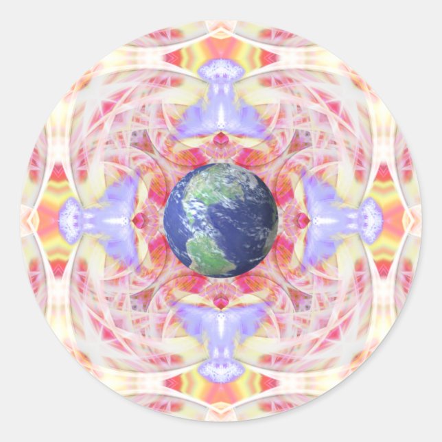 Mandala da paz nos adesivos da Terra (Frente)