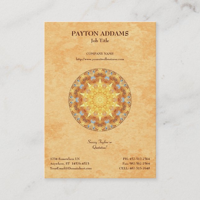 Mandala da renovação - cartão de visita vertical (Frente)