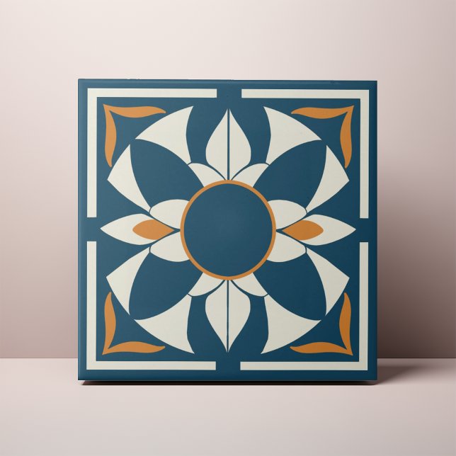 Mandalá de Azulejo Azul e Creme (Criador carregado)