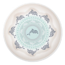 Mandala de Golfinhos Azul Pálido Bege