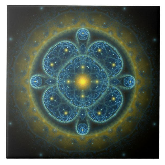 Mandala de ornamentado fractal azul (Frente)