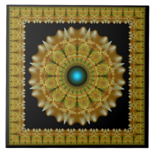Mandala de ornamento fractal com estrutura de ouro