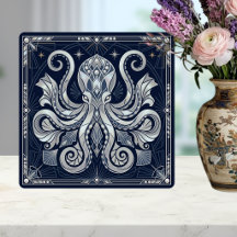 Mandalá de Prata Art Déco Polvo Kraken