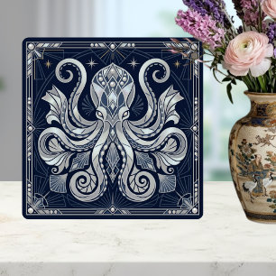 Mandalá de Prata Art Déco Polvo Kraken