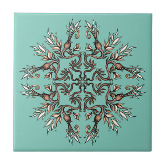 Mandala de Serpentes Art Nouveau - Azul Teal Dark