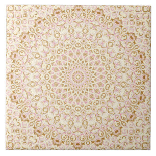 Mandalá Decorativo Rosa e Dourado