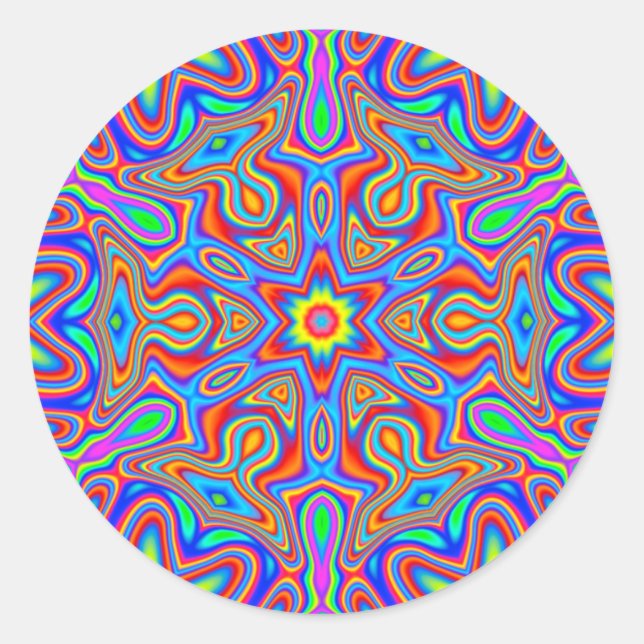Mandala digital Caleidoscópio, adesivos vívidos (Frente)