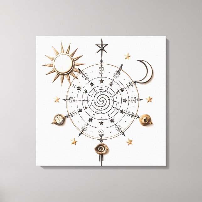 Mandalá do Equilíbrio Celestial Impressão em Tela  (Frente)