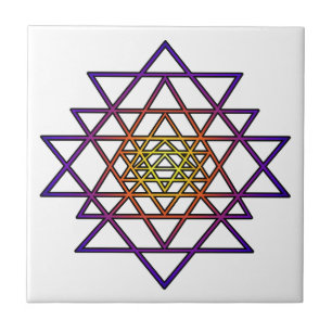 Mandala do triângulo (roxo amarelo) Sri Yantra