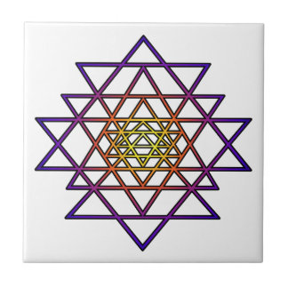 Mandala do triângulo (roxo amarelo) Sri Yantra