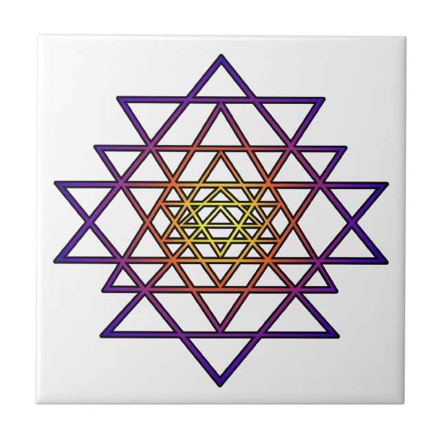 Mandala do triângulo (roxo amarelo) Sri Yantra (Frente)