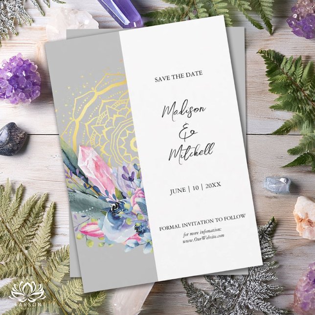 Mandala Dourada Convite de Casamento Boho com Cris (Criador carregado)