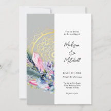 Mandala Dourada Convite de Casamento Boho com Cris