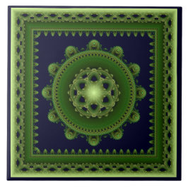 Mandala emoldurada fractal esplêndida verde