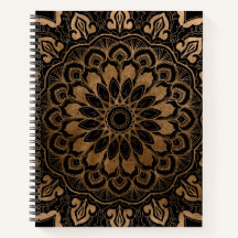 Mandala Floral à Mão Desenhada Faux Dourado a Pret