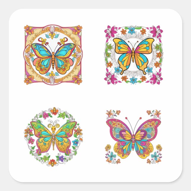Mandala Floral com adesivos com Borboleta Art 4 (Frente)