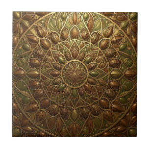 Mandala Floral Embutida Bronze Dourado Ornate