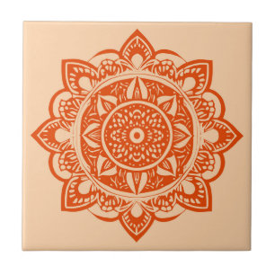 Mandala Flower em laranja mandarim