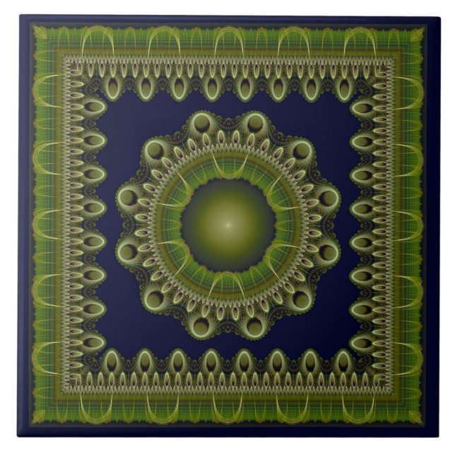 Mandalá fractal brilhante enquadrado (Frente)
