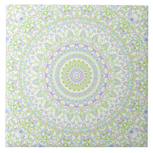 Mandala Fresca de Primavera em Verde, Azul e Lavan