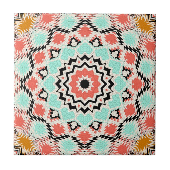 Mandala geométrica circular abstrato sem costura (Frente)