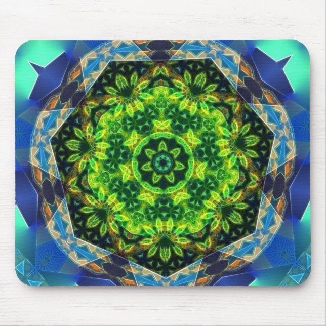 Mandala geométrica Mousepad do círculo verde da (Frente)