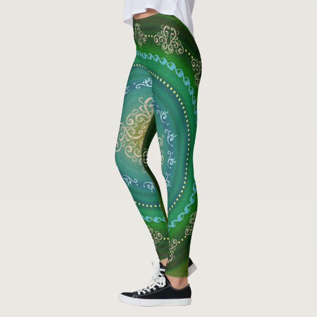 Mandala Green Blue - Leggings (Esquerda)