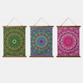Mandala Harmony Wall Tapestry Wood-Topped 