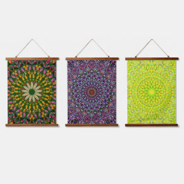 Mandala Harmony Wall Tapestry Wood-Topped Vertical