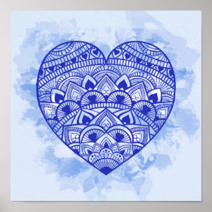 Mandala Heart Watercolor Impressão