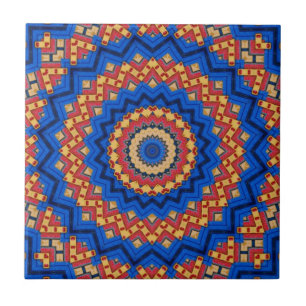Mandala laranja azul
